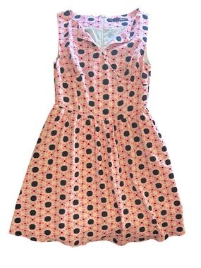 Sugar Lips Pink & Navy Blue Geometric Skater Mini Dress - Small NWOT